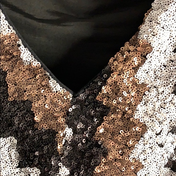 Cute bebe Sequin Cocktail Dress - Copper, Black and White - Picture 4 of 8